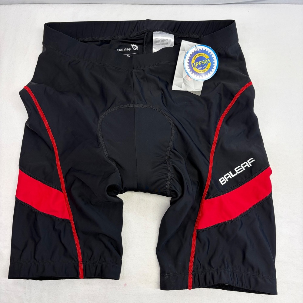 Baleaf‎ Cycling Shorts Mens XL Black Red Padded UPF 50 Road Bike Biking Gear